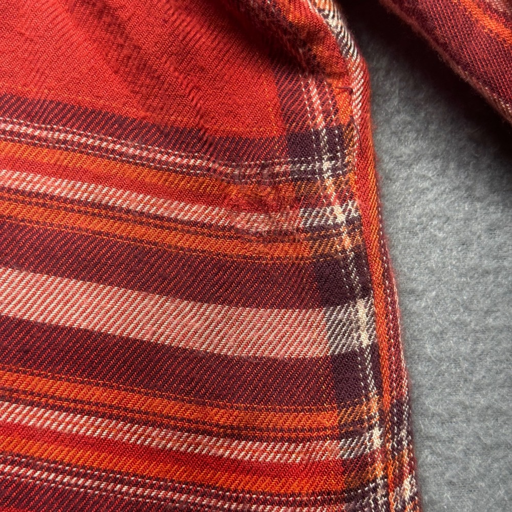 Hester & Orchard Red Plaid Shirt Womens Medium Split Back Roll Tab Sleeve Rayon - Picture 5 of 13